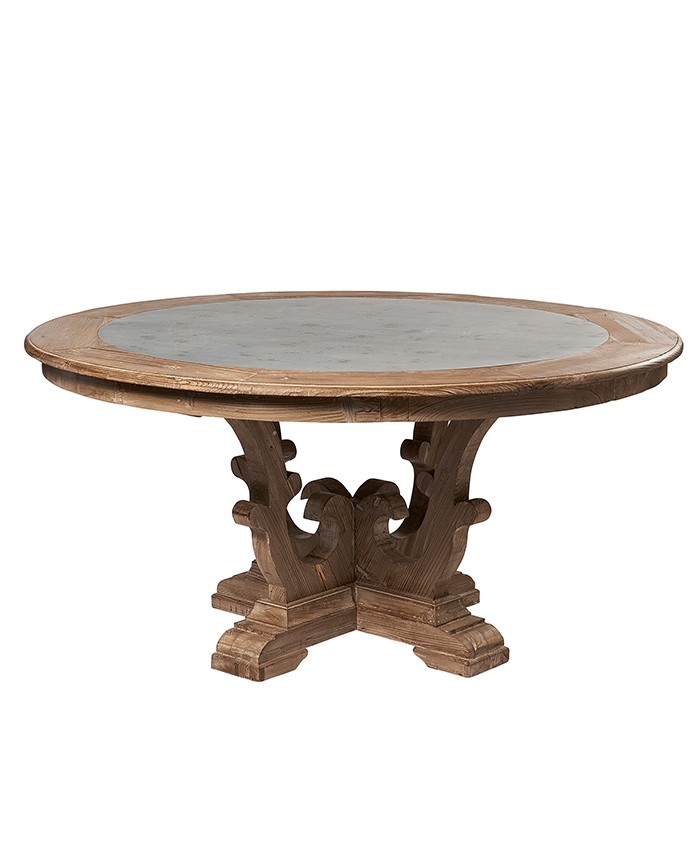 Round Zinc Top Dining Table, Zinc Round Dining Table