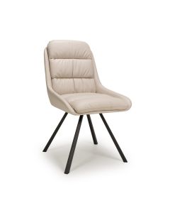 Arnhem Swivel Leather Effect Cream Dining Chair 