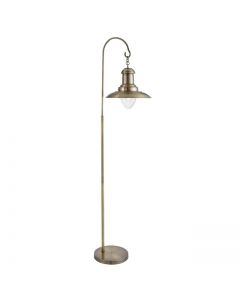 Fisherman Antique Brass Floor Lamp With Clear Glass Shade