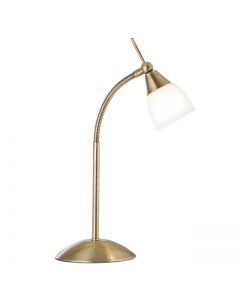 Antique Brass Touch Table Lamp With Opal Glass Shade