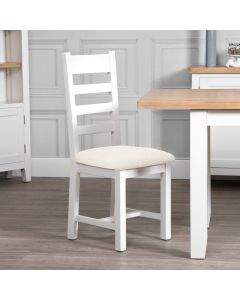 Earlham White Ladder Back Chair with Fabric Seat