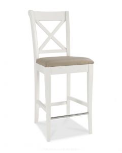 Hampstead Two Tone X Back Ivory Bonded Leather Bar Stool - Pair