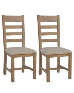 Harrogate Natural Check Slatted Back Dining Chairs - Pair