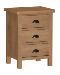 Sienna Oak 3 Drawer Bedside Cabinet